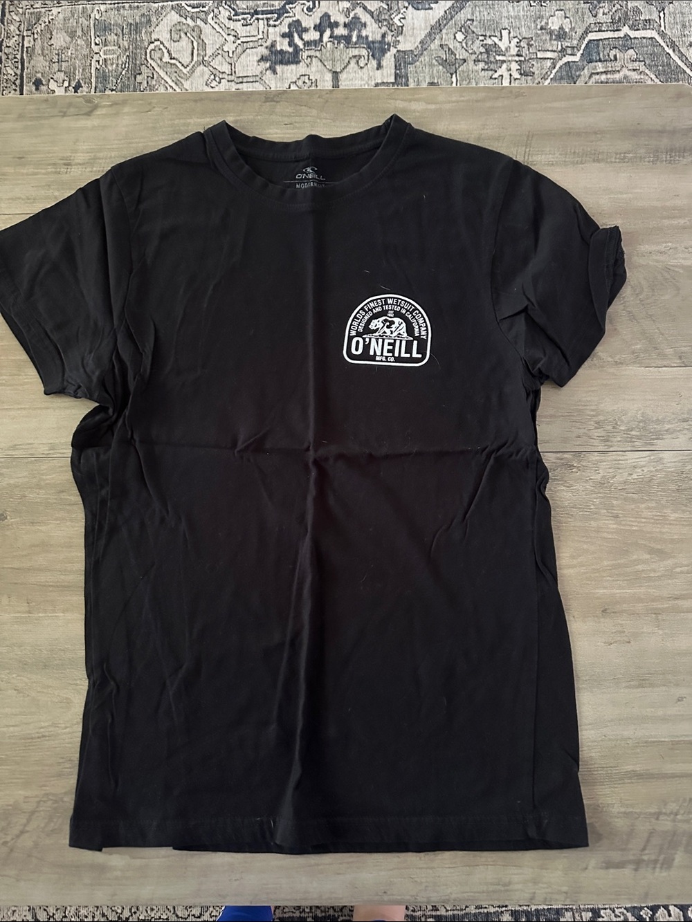 O'Neill Black Short Sleeve Logo Tee with White Crest